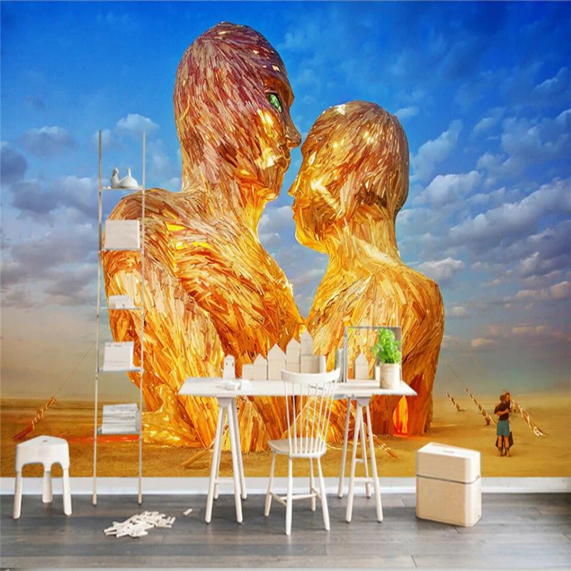 beibehang European modern simple retro abstract couple portrait head background wall custom large fresco silk wallpaper | Обустройство