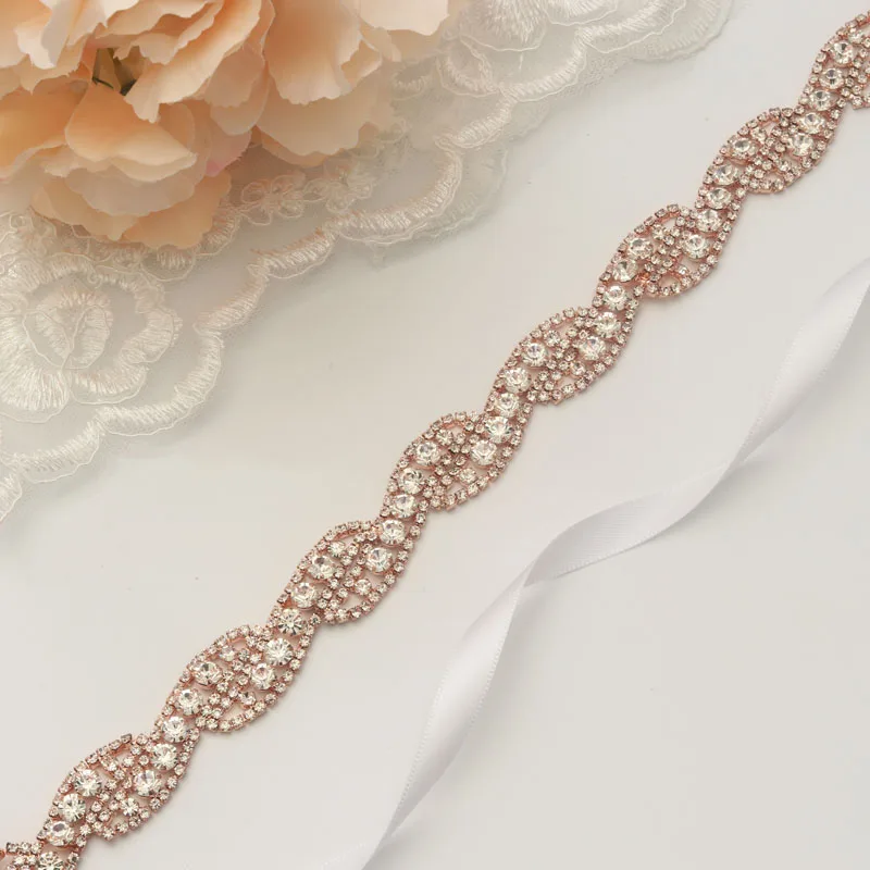 MissRDress Welding Wedding Belt Bridal Ribbon Rose Gold Crystal Rhinesrones For Prom Gown JK947 | Свадьбы и торжества