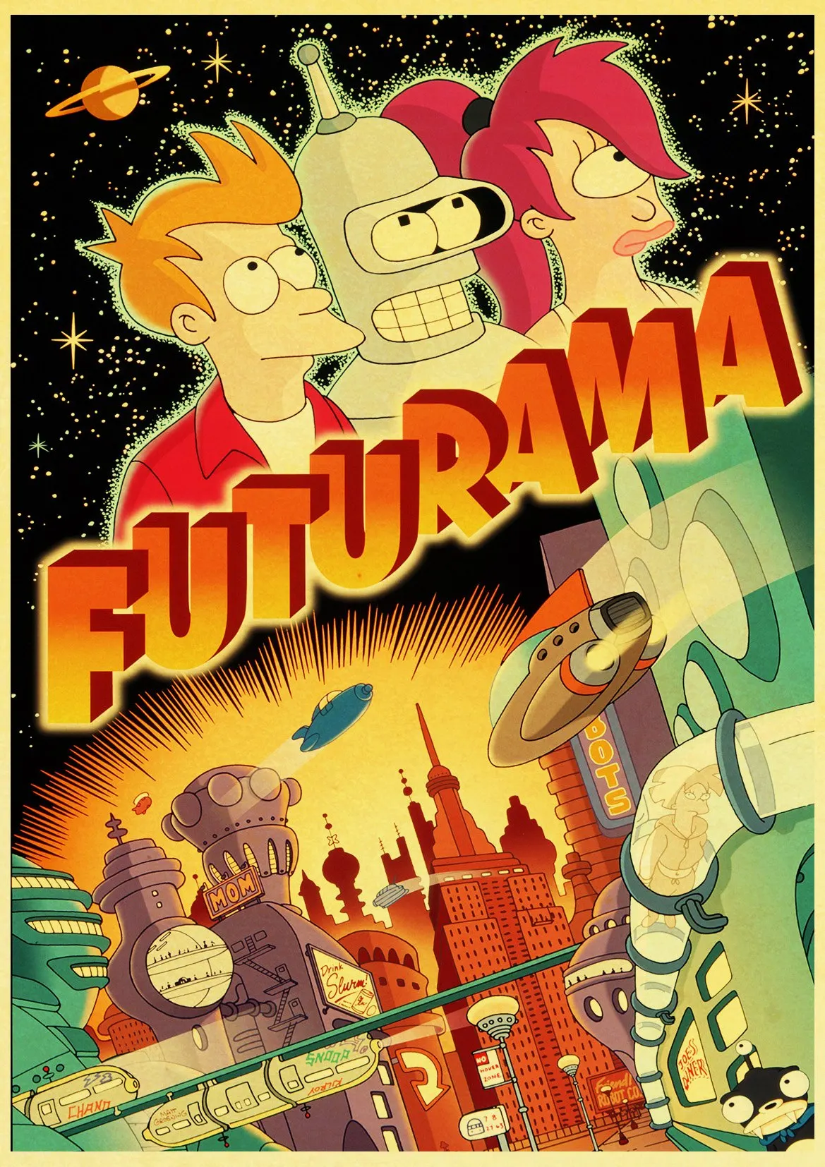 E053 Американский комикс ТВ серия Futurama Ретро плакаты Винтаж крафт-бумага принты настенная живопись хорошее качество декоративный декор стен - Цвет: E053