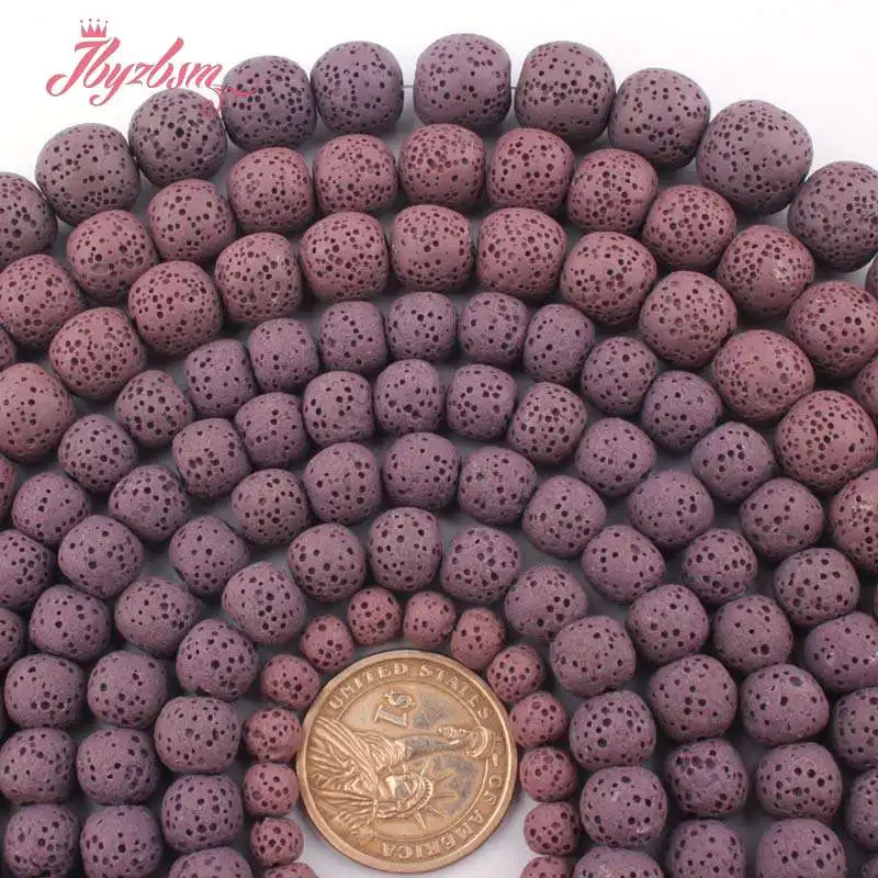 8 10 12 14mm Smooth Round Purple Lava Rock Beads Natural Stone For DIY Necklace Bracelet Jewelry Making 15&quot Free Shipping | Украшения и