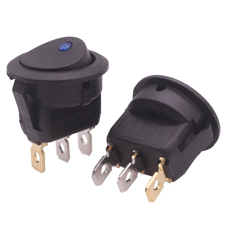 

10 Pcs 3 Pins With Blue Led Lights Switch 20A 12V DC 23 * 23 * 25mm Cat Eye Switch Electrical Switch Accessories Wholesale