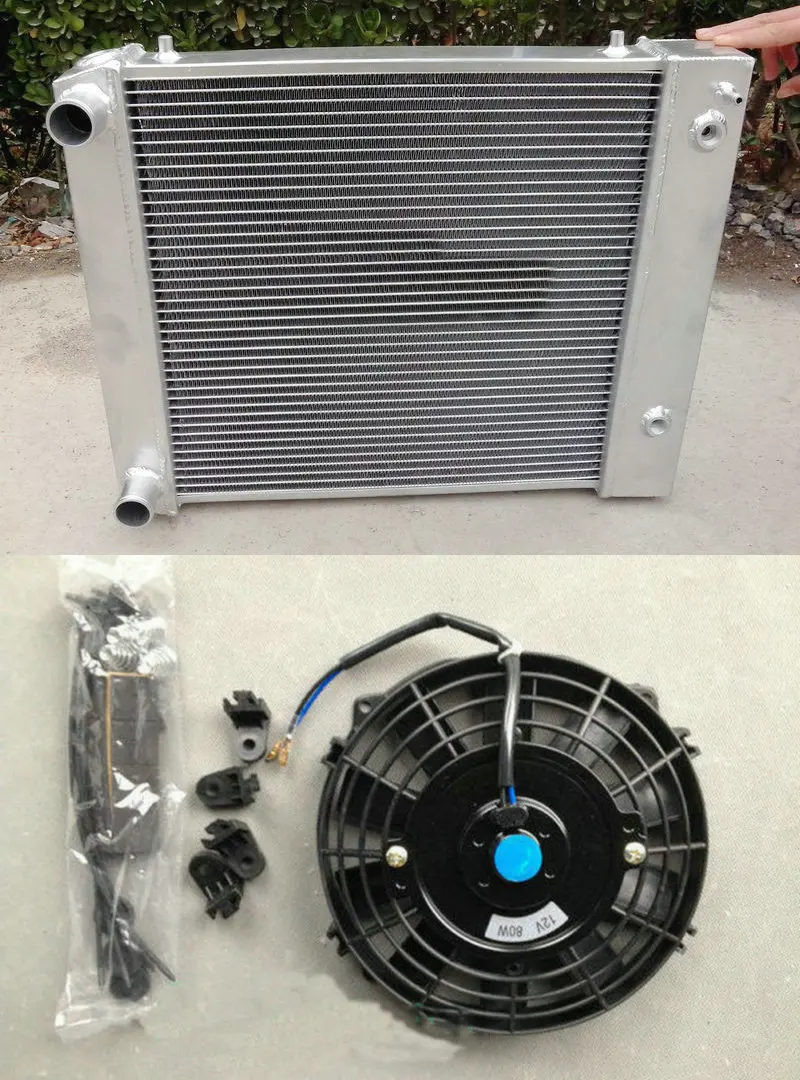 Новый 3 рядный алюминиевый радиатор и вентилятор для Land Rover Defender & Discovery Series I 300TDI 2.5L