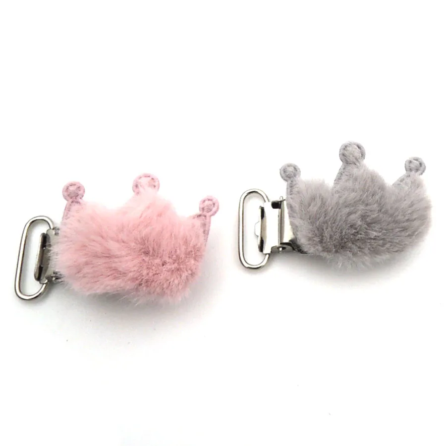 

20pcs plush crown pacifier clip for baby mother accessory cute nipple clasp holder chain infant SAFE winter EA470