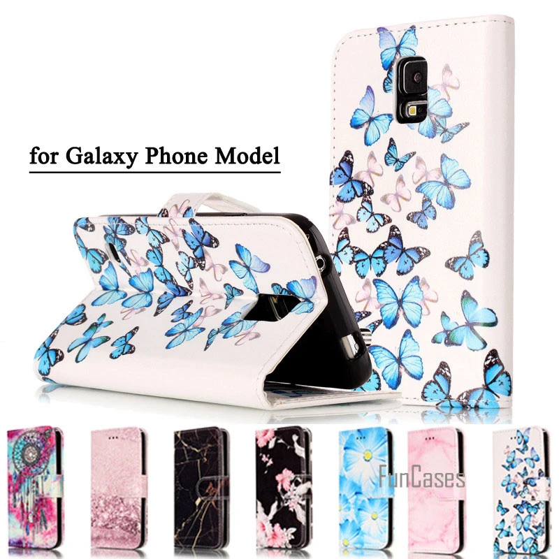 Модные Мрамор из искусственной кожи флип чехол для телефона Samsung Galaxy S5 Neo S6 S7 край