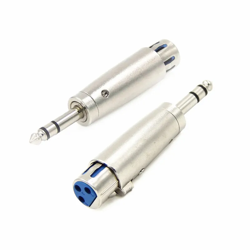 

10pcs/Lot Good Quality Nickel plated 3Pin XLR Female Jack to 6.35mm Male Plug Stereo Microphone Adapter Connector