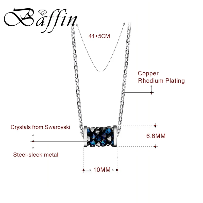 Small BAFFIN Изящные камни труба кулон ожерелье колье синие кристаллы от Swarovski для женщин Свадебный праздник серебряный цвет DIY ювелирные изделия - Окраска металла: Small