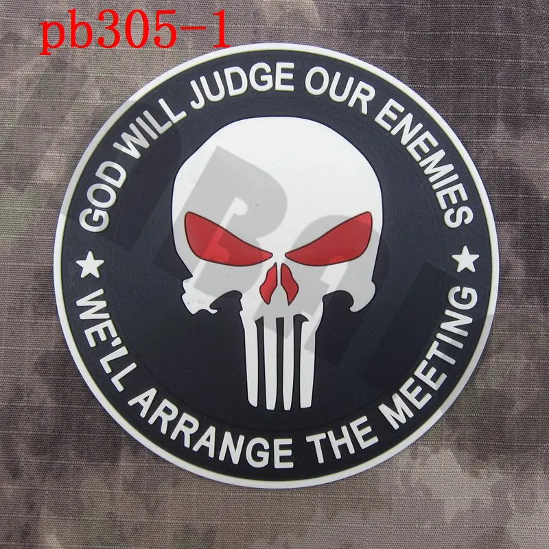 3D ПВХ патч Бог будет осуждать наших противников Wewill ARRANGETHEMEETING SEAL TEAM 6 Каратель Череп Резиновый патч