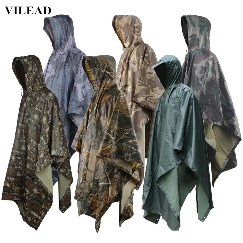 Военные камуфляжные плащи VILEAD непромокаемый плащ из пвх и полиэстера для