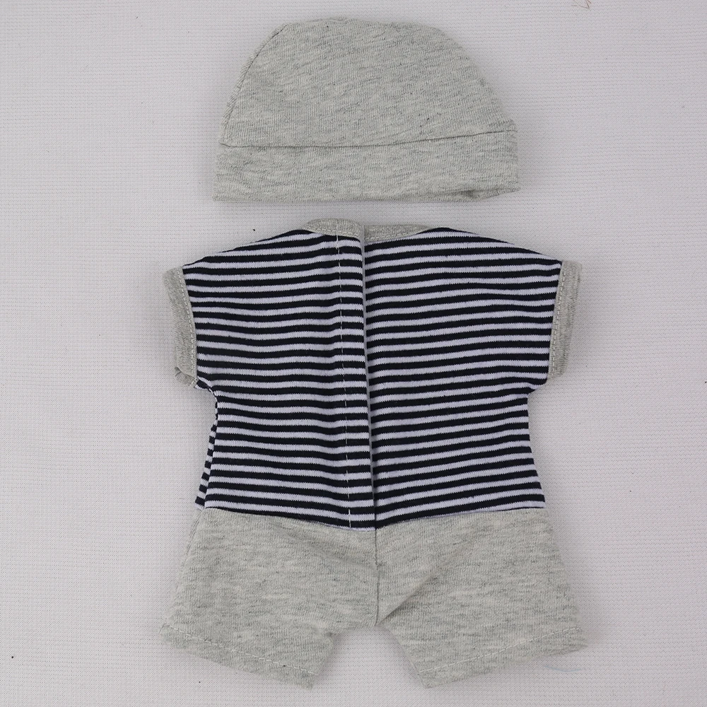 Одежда для кукол новорожденных NPKDOLL серая кукла шапка полосатая рубашка костюм