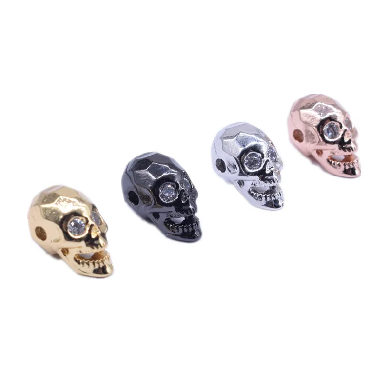 4 Pcs/Lots Skull Charm Copper Inlaid Zircon Suitable for Jewelry Making DIY Necklace Bracelet Pendant Findings Components Bijoux | Украшения