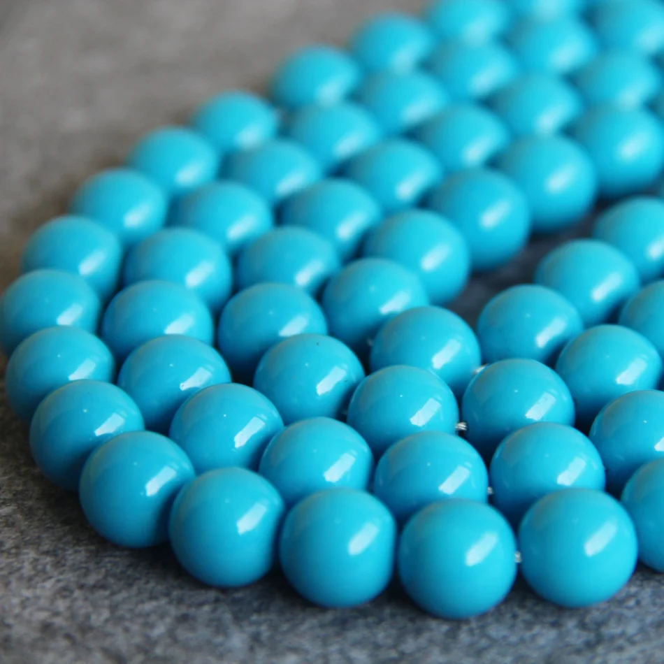 

12mm classic Fashion Sky Blue Shell glass beads loose women Jewelry design Accessories 15inch 2pc/lot Wholesale and retail