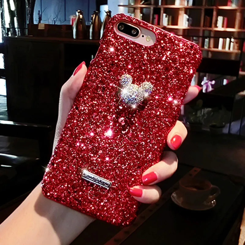 Роскошный чехол с изображением Микки Мауса Для Iphone X XS MAX XR 8 8 Plus, блестящий чехол с кристаллами пчелы, чехлы для телефонов Iphone 7 6 6 S Plus