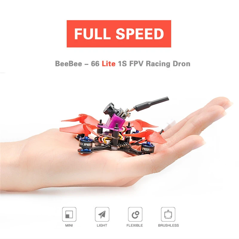 Полноскоростной Beebee 66 LITE RC Дрон FPV Racer ARF Omnibus F3 OSD 5 8G 40CH 4 в 1 6A Blheli_S ESC 1S мини гоночный