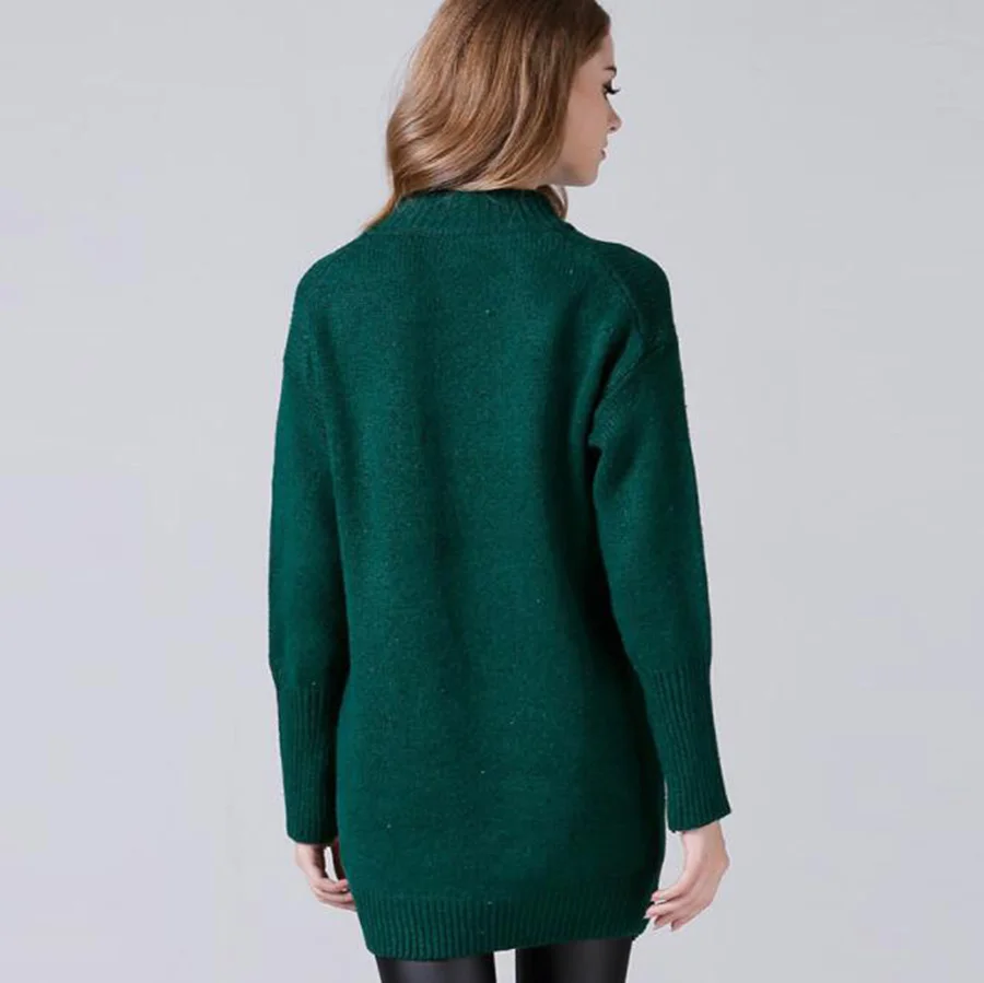 

Autumn and Winter New Long Women's Pullover Sweater O-Neck Keep Warm Coat Sweater Four Colors Optional Female