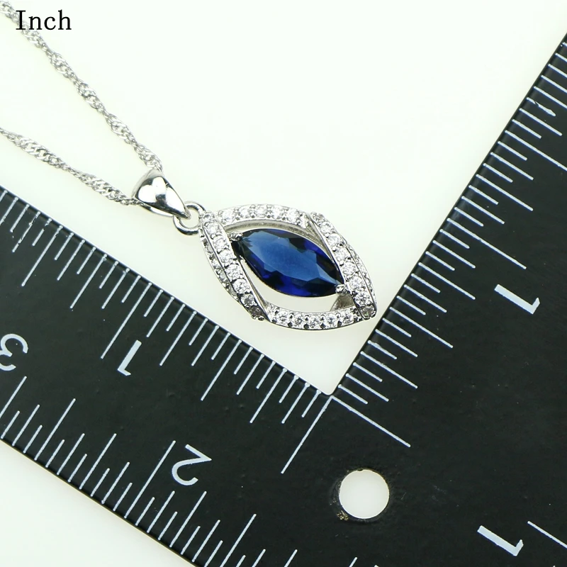 Женский ювелирный комплект из колье и серёг серебра 925 пробы|jewelry sets blue|silver jewelry