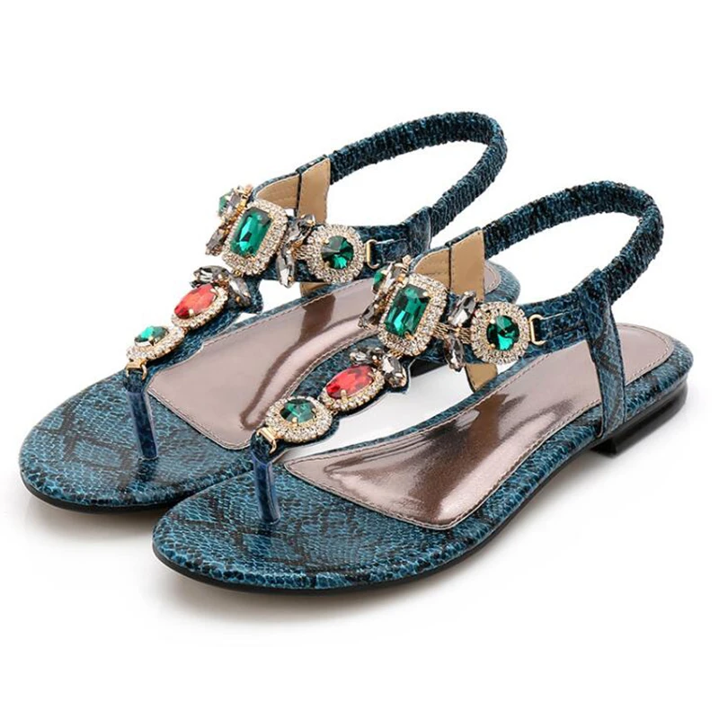 Сандалии женские с бусинами богемные шлепанцы на плоской подошве пляжная обувь