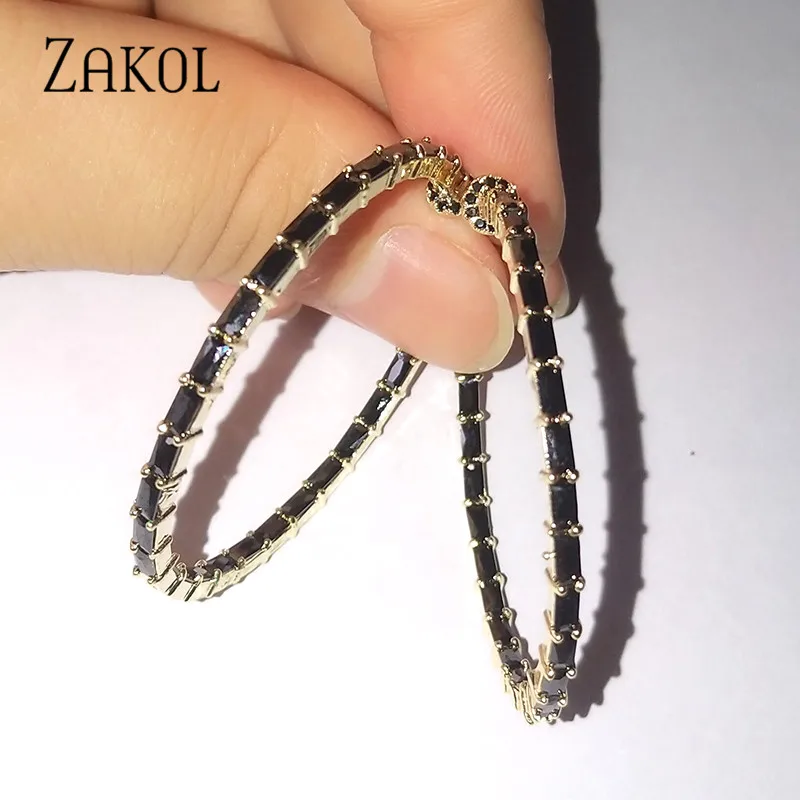 Модные женские серьги-обруч с камнем из кубического циркония ZAKOL AAA, модные свадебные аксессуары FSEP2295