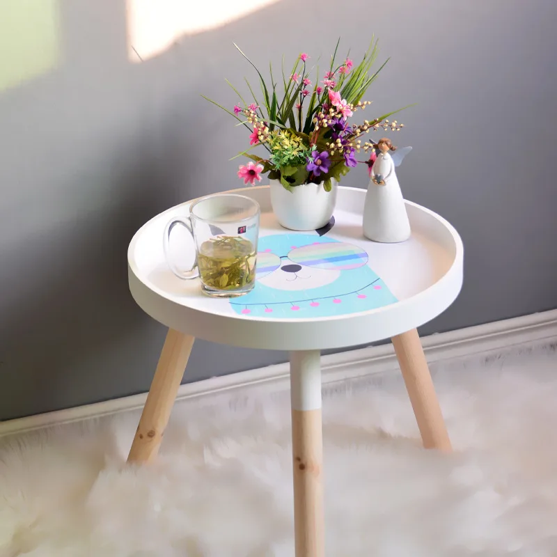 Скандинавский стиль деревянный журнальный столик детский мультяшный стол для