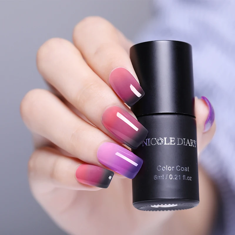 Тепловой УФ гель для дизайна ногтей NICOLE DIARY 3 в 1 меняющий Цвет с блестками