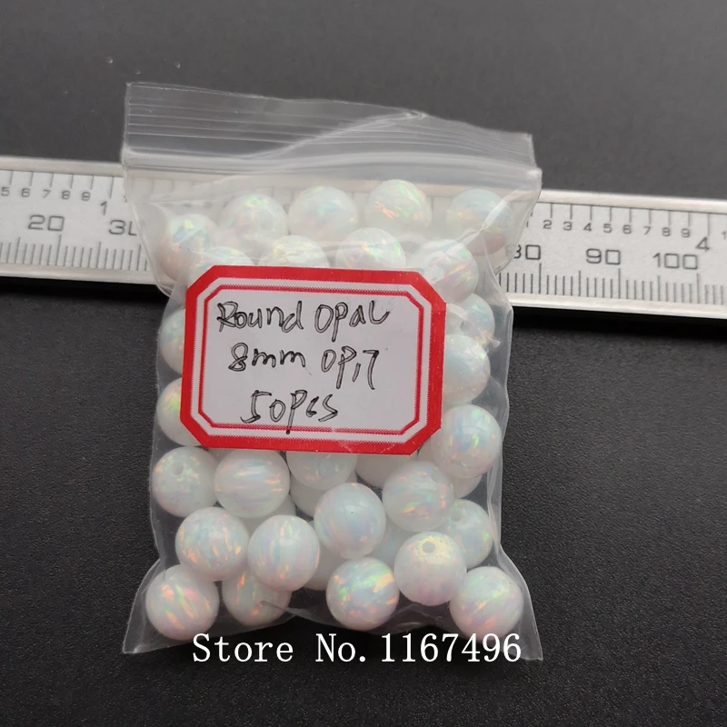 

50pcs /lot 8mm Round Ball Opal Synthetic Round Opal Beads ,Loose Opal Beads For Opal Necklace