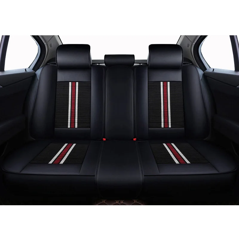 (Спереди и сзади) Универсальный кожаный чехол для сиденья автомобиля из ледяного