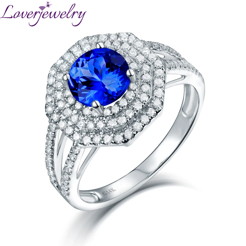 LOVERJEWELRY Женские винтажные кольца круглые 7 мм 14kt Белое золото натуральный алмаз