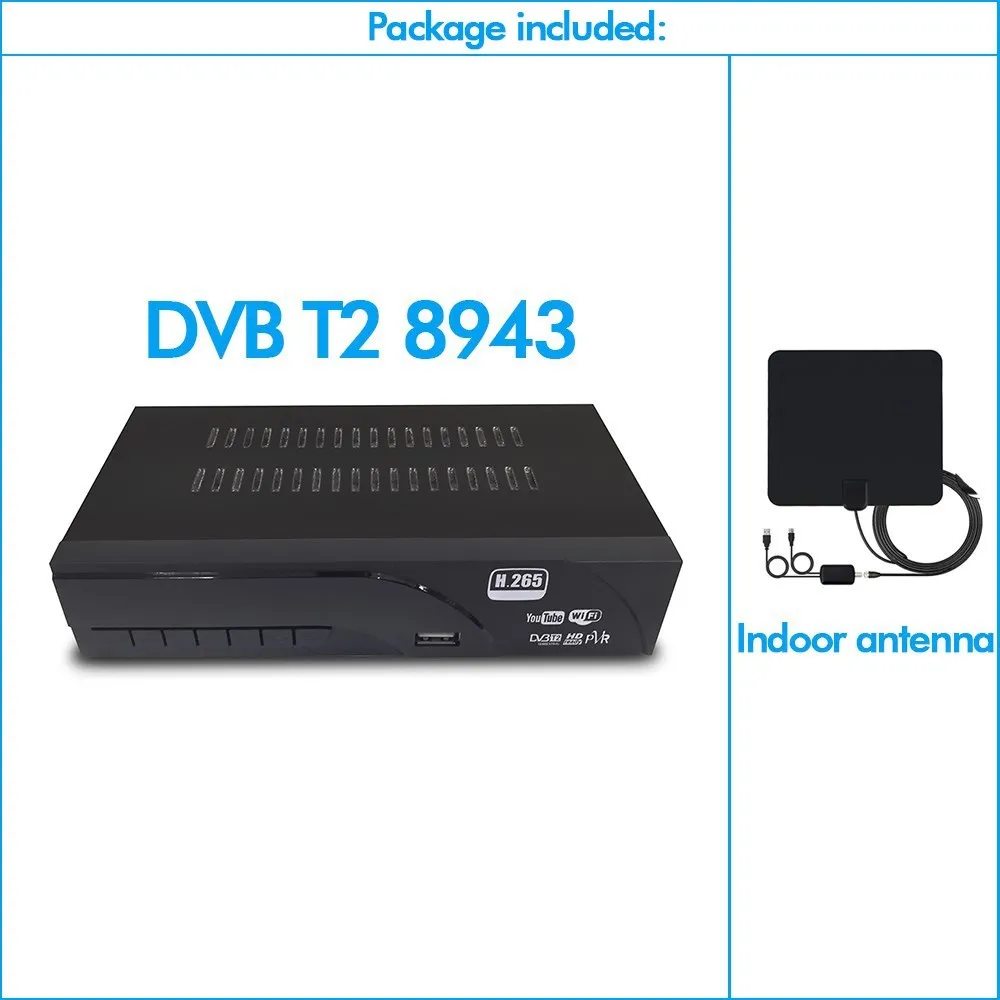 T2 8943-TV Antenna Vmade DVB-T2/T H.265/HEVC HD 1080P цифровой эфирный приемник Поддержка Youtube Dolby AC3+ внутренняя ТВ комбинированная антенна телеприставка - Цвет: T2 8943-TV Antenna