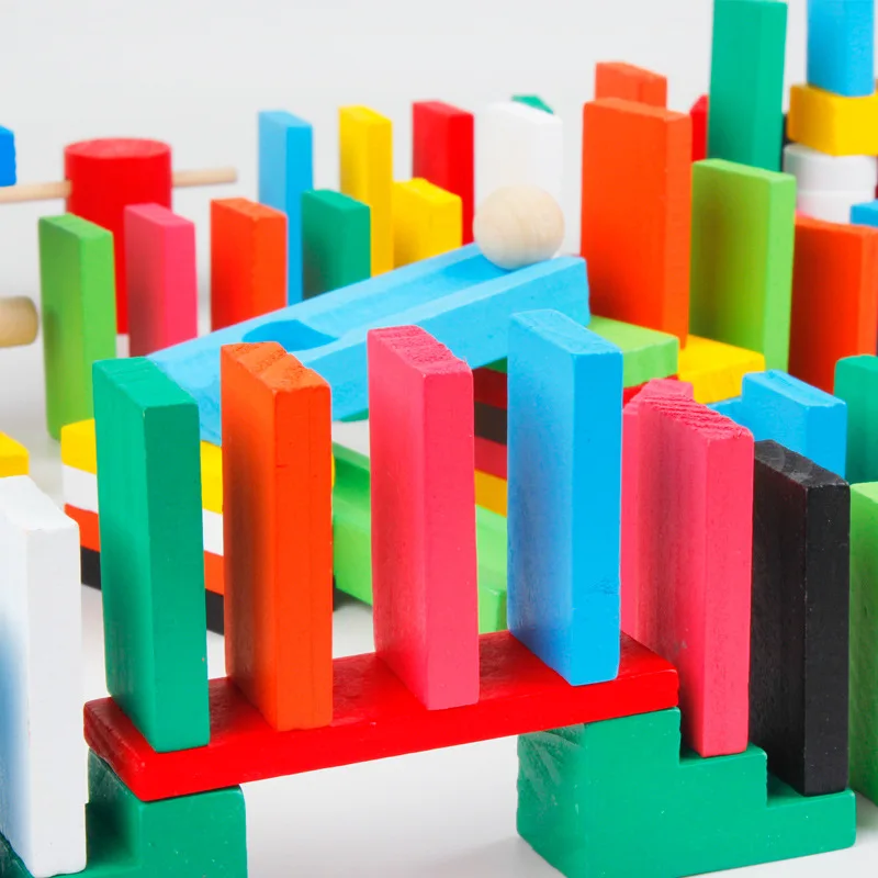 120 шт./лот домино строительные блоки Аутентичные стандартные деревянные игрушки