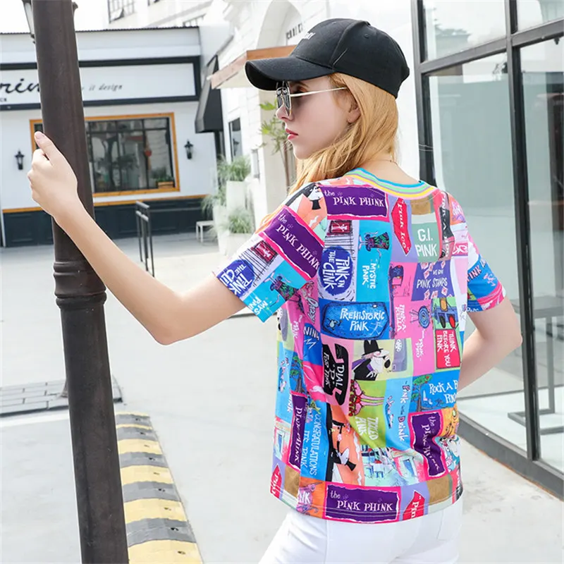 Женская футболка с коротким рукавом Повседневная Свободная v-образным вырезом в