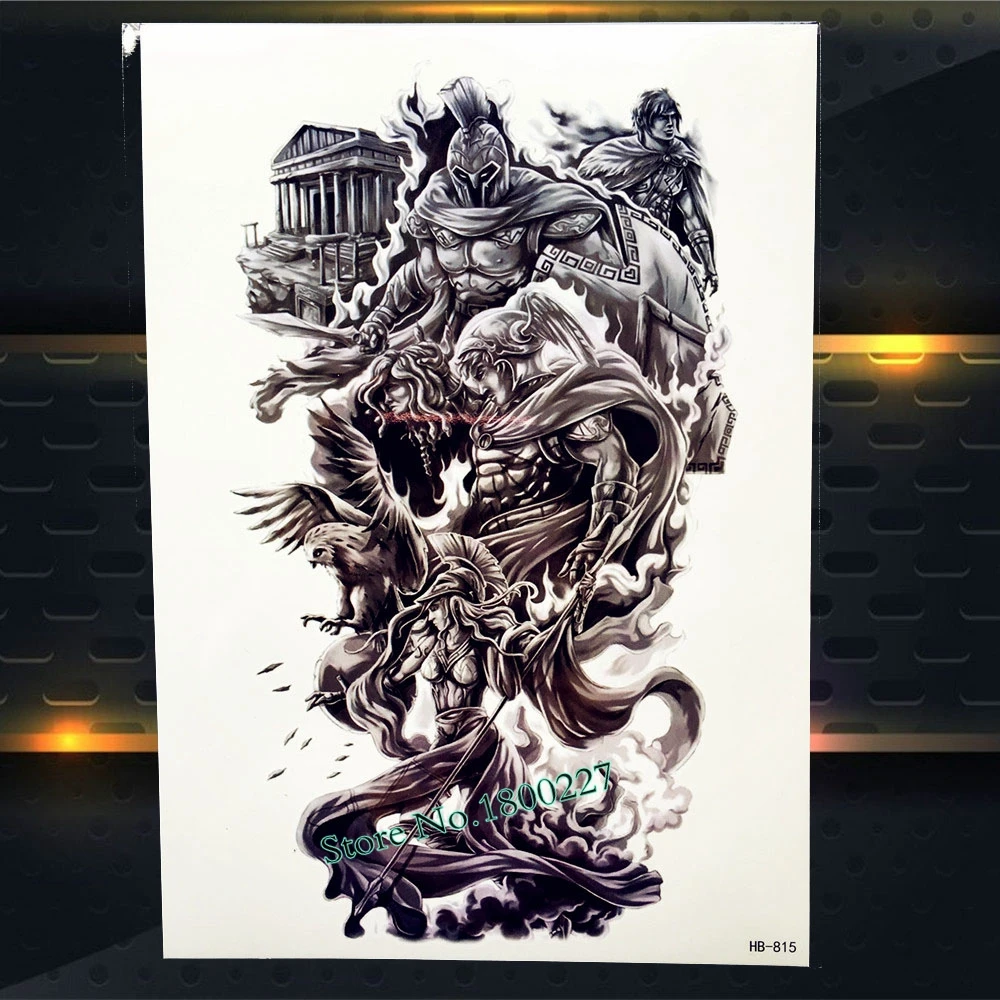 Временная татуировка воина войны Греческий миф герой Спарты водостойкая