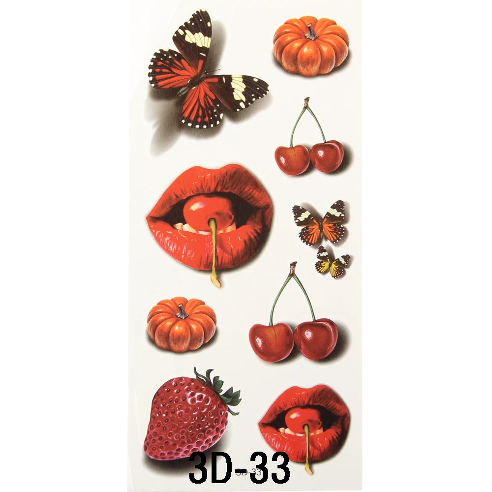 10 шт. водостойкие 3D-наклейки на руку с фруктами бабочками вишнями | Красота и