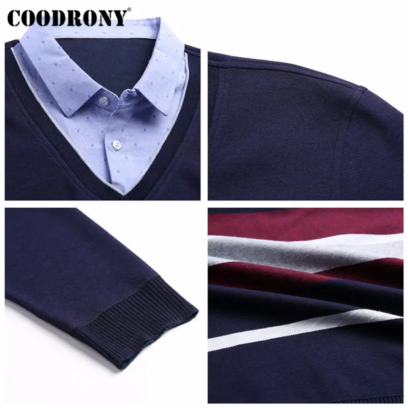 COODRONY мужские свитера трикотажная одежда Twinset Pull Homme кашемировый хлопковый свитер