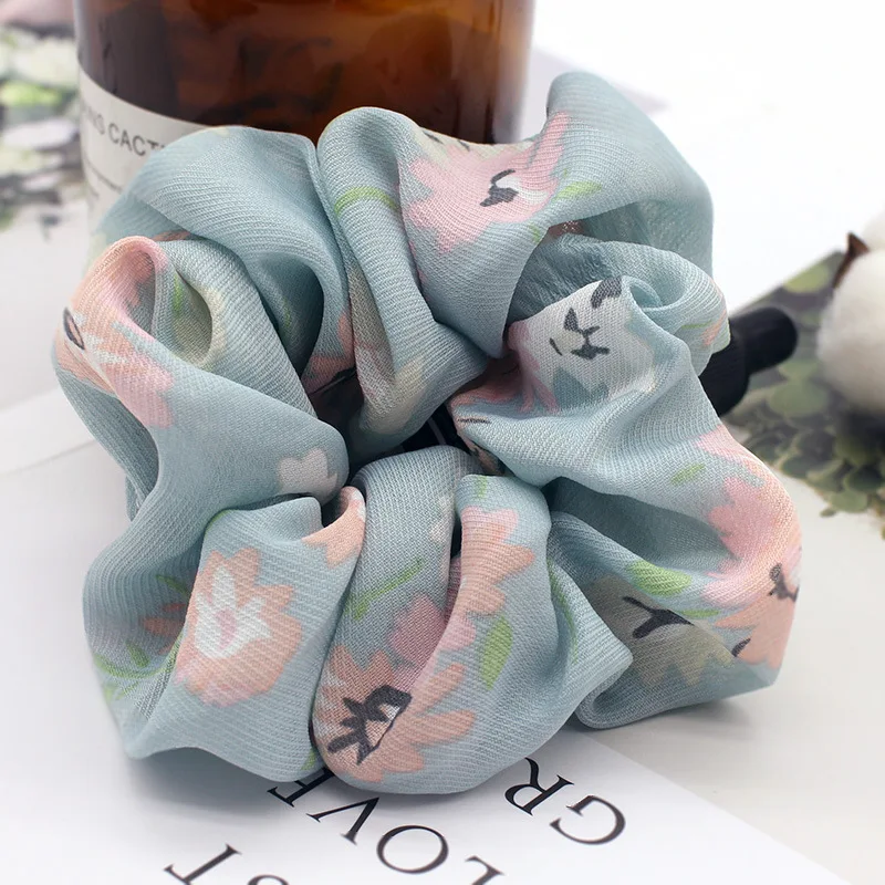 Женская винтажная шифоновая резинка для волос в Корейском стиле с принтом |