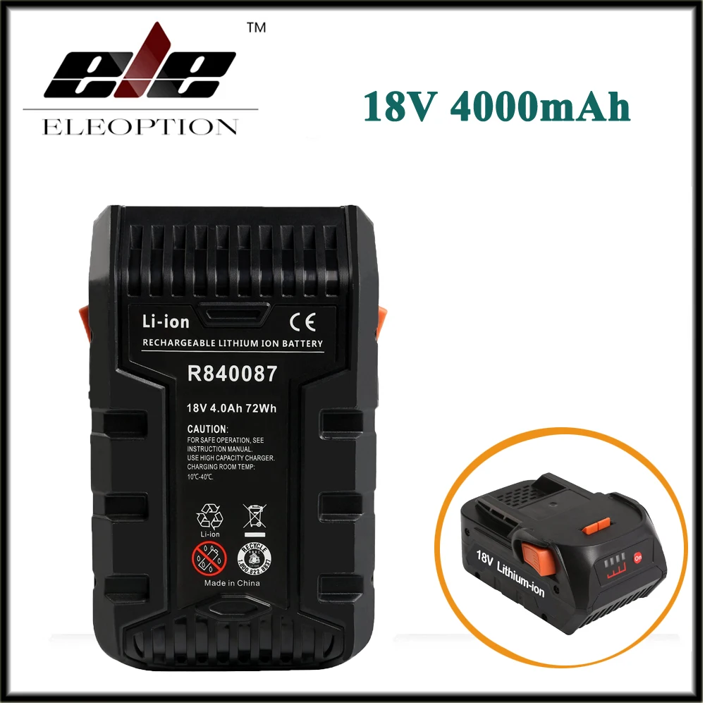 

New Eleoption 4000mAh 18V Li-ion Rechargeable Power Tool Battery for RIDGID R840083 R840085 R840086 R840087 Series AEG Series