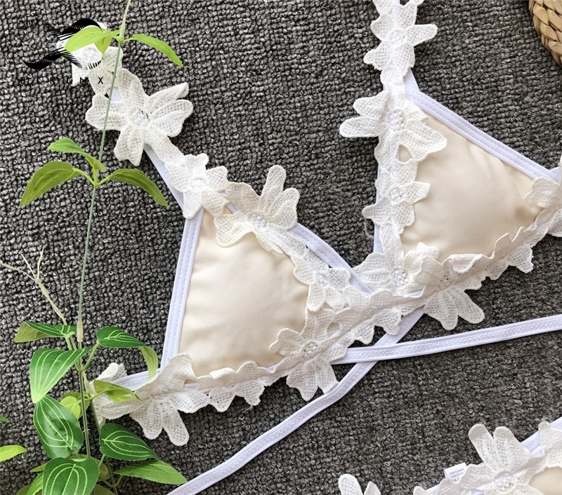 Bikinx Экстрим сексуальное бикини микро Топ треугольники Купальник push up белый
