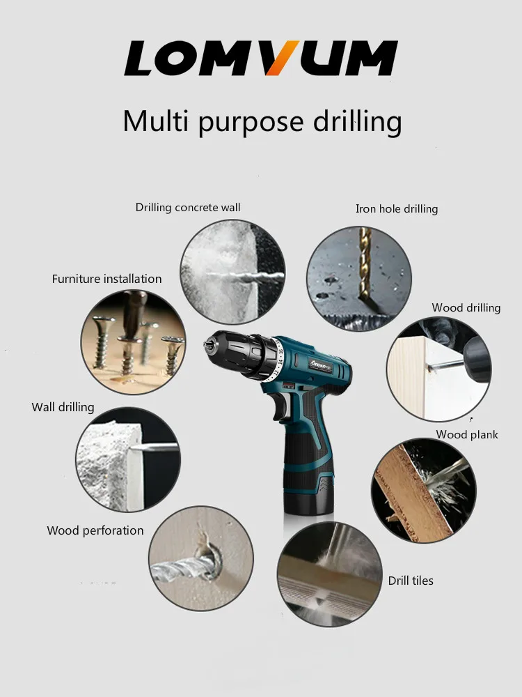 Ручная электрическая дрель перезаряжаемая с литиевым аккумулятором 16 8 в