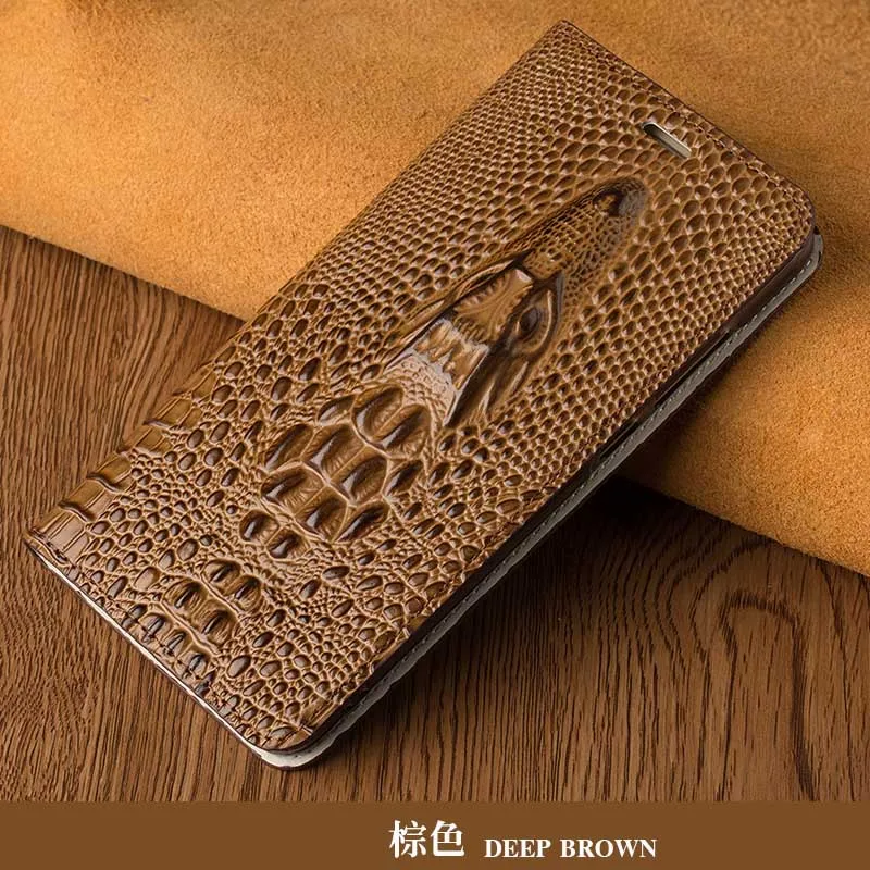 02-Deep brown Чехол из натуральной кожи с откидной крышкой для Samsung Galaxy S6 S7 S8 S9 Edge Plus Dragon head для J5 J7 A7 A8 A9 Note 8 - Цвет: 02-Deep brown