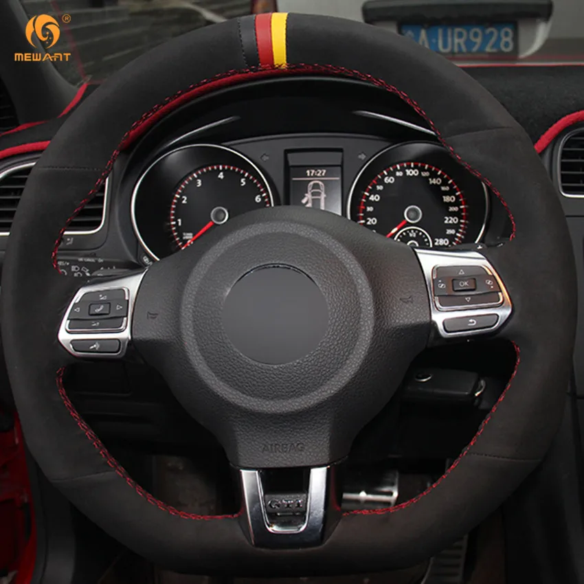 MEWANT черный замшевый чехол рулевого колеса автомобиля для Volkswagen Golf 6 GTI MK6 VW Polo Scirocco
