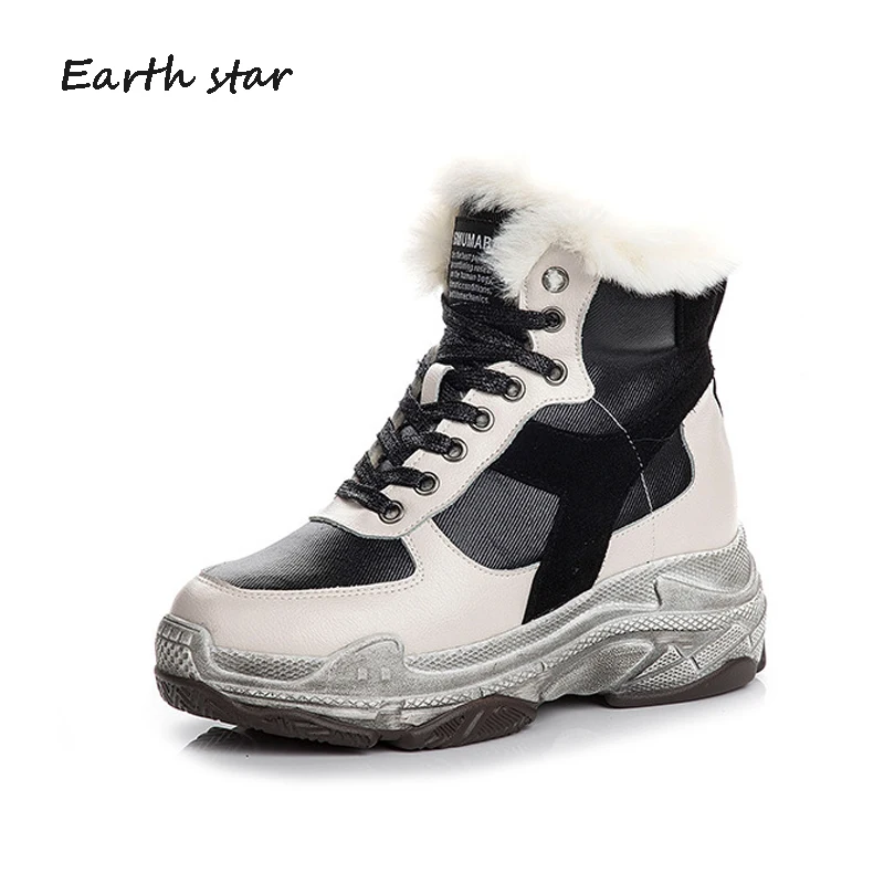 Повседневная обувь Женские зимние теплые кроссовки на платформе с мехом zapatillas