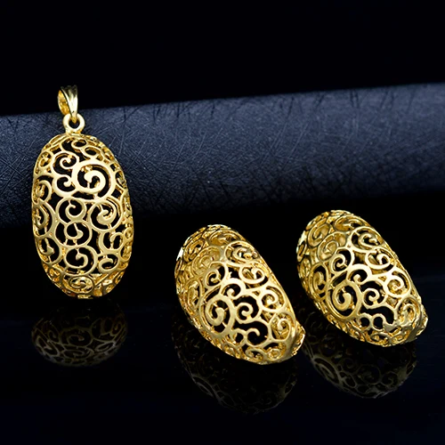 Earrings Pendant Sunny Jewelry, трендовые Новые поступления, большие серьги, ожерелье, ювелирные наборы для женщин, сплав, яйцо, растение, цветок, вечерние, свадебные - Окраска металла: Earrings Pendant