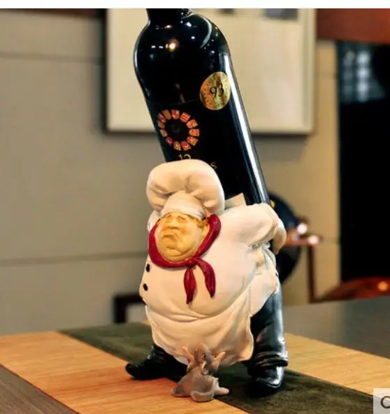 

European-style home decoration character chef up wine cabinet restaurant wine rack bottle shelf statue home decoration wedding