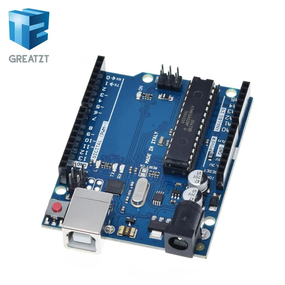GREATZT 1 Комплект UNO R3 официальная коробка ATMEGA16U2+ MEGA328P чип для Arduino UNO R3 макетная плата+ USB кабель