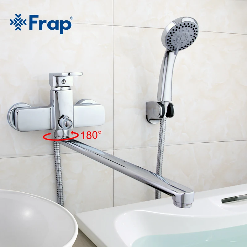 

Frap 1 комплект высококачественный латунный корпус 35 см в длину, вращающийся смеситель для ванны, для ванной комнаты, душа смеситель с ABS душевой насадкой F2273