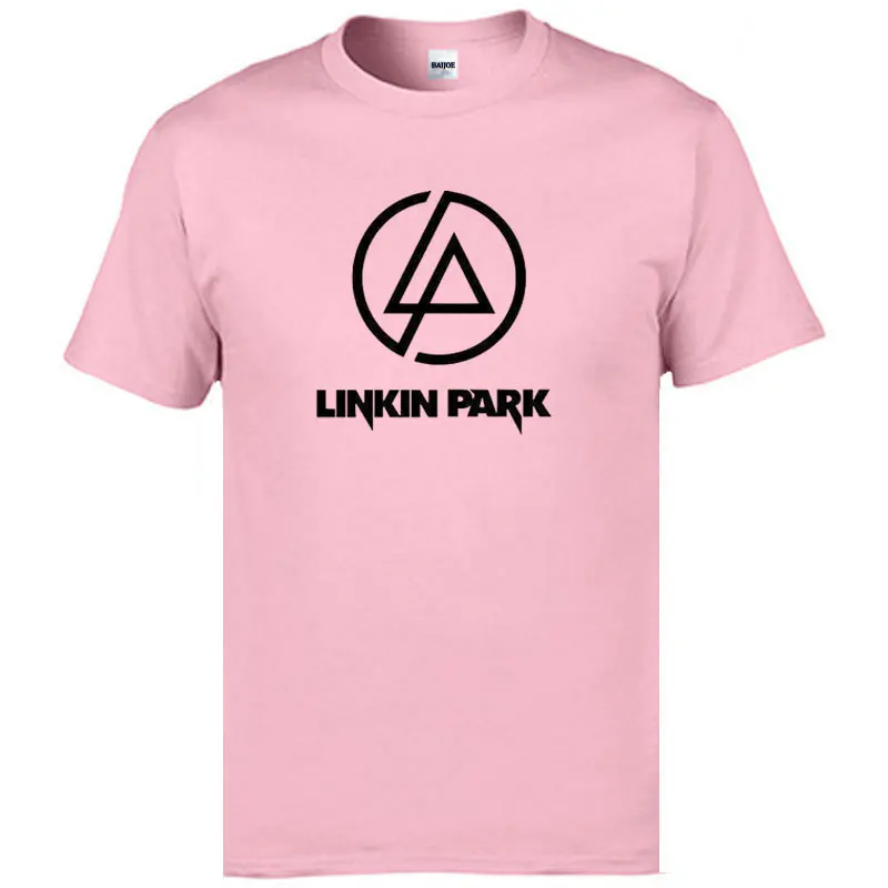 LINKIN PARK/мужская футболка с принтом; Повседневная забавная хлопковая футболка для мужчин; цвет черный, белый; Топ; футболка; забавная хипстерская рок-группа; Прямая поставка - Цвет: pink and black