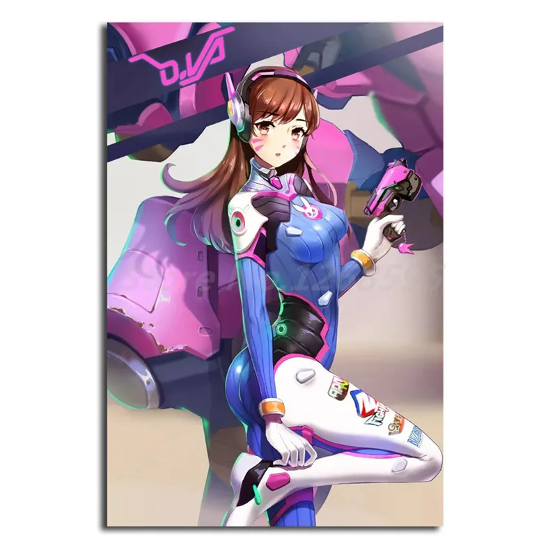 D.Va HD Overwatchs обои настенные художественные холст постер и печать Картина