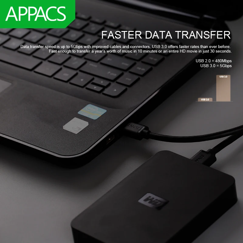 APPACS высокоскоростной Micro USB 3,0 кабель для быстрой зарядки и синхронизации данных USB 3,0 A Мужской к Micro B Мужской USB кабель для samsung Note 3 S5 HD