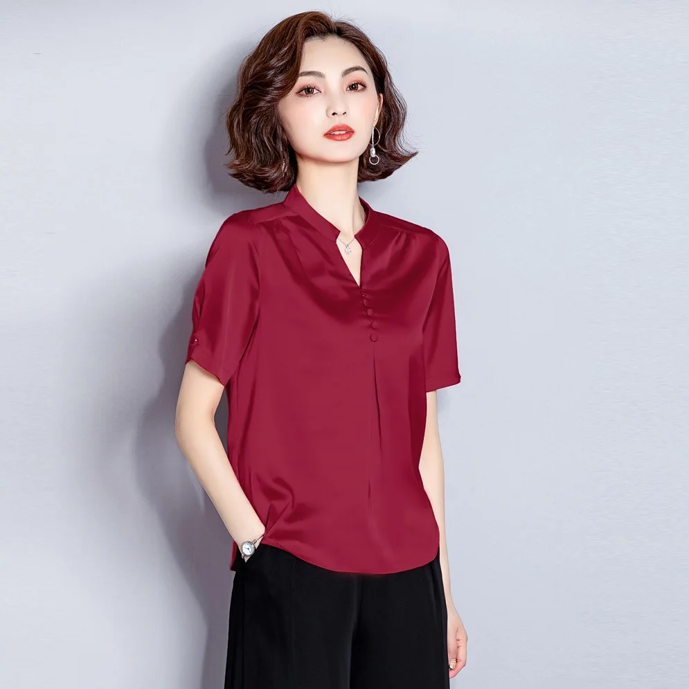 Summer Women Shirts Female Ladies New Short-sleeved Plus Size high-elastic Blouse Plain Candy Color Blusas Korean Femininas 4XL |