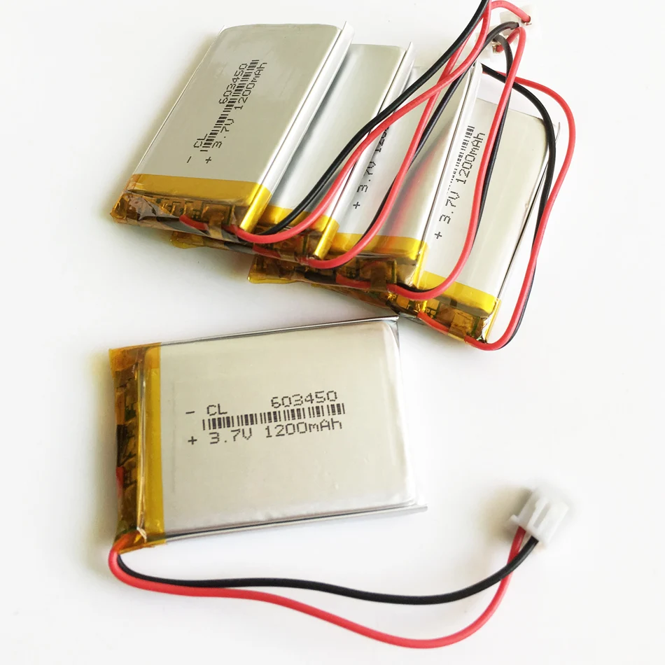 5 шт. 3,7 в 1200 мАч литий-полимерная LiPo аккумуляторная батарея JST 2,5 мм разъем подходит для gps DVD mobile PAD электронные книги 603450