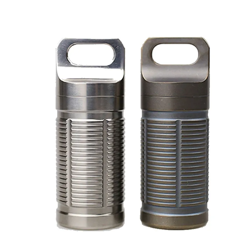 

High Quality Waterproof Titanium Pill Holder/Container Outdoor Camp Emergency Medicine Bottle Capsule Case Box 2.6*1"