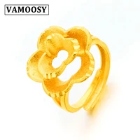 vamoosy 2018 new vintage jewelry luxury rings real 24kgold ring hand made sculpture adjustable ring for mother gift with box